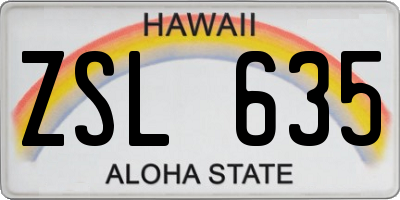 HI license plate ZSL635