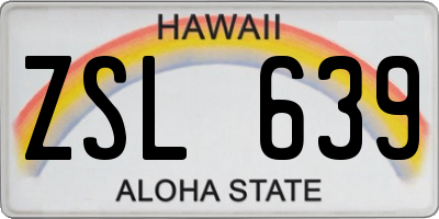 HI license plate ZSL639
