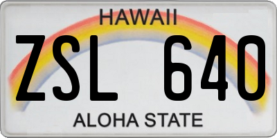 HI license plate ZSL640