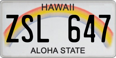 HI license plate ZSL647