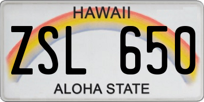 HI license plate ZSL650