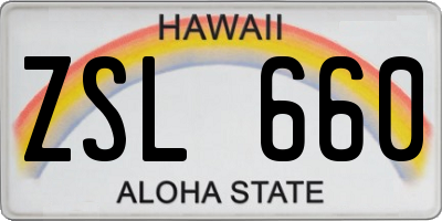 HI license plate ZSL660