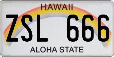 HI license plate ZSL666