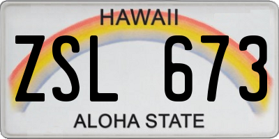 HI license plate ZSL673