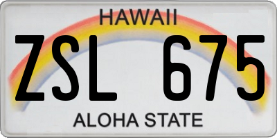 HI license plate ZSL675