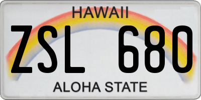 HI license plate ZSL680