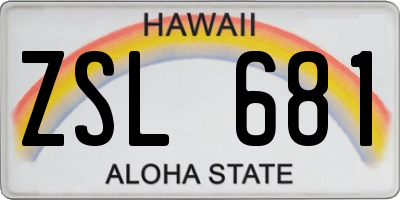 HI license plate ZSL681