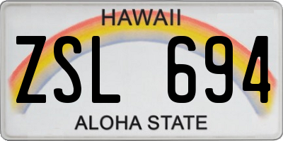 HI license plate ZSL694