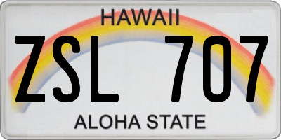 HI license plate ZSL707