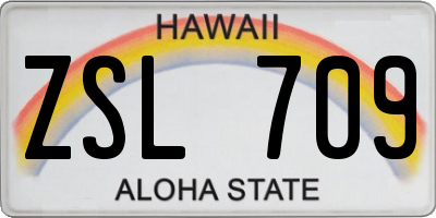 HI license plate ZSL709