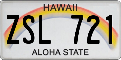 HI license plate ZSL721