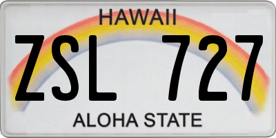 HI license plate ZSL727