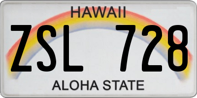 HI license plate ZSL728