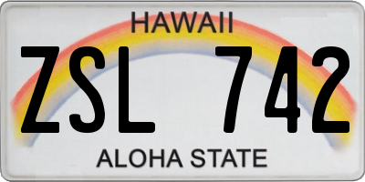 HI license plate ZSL742