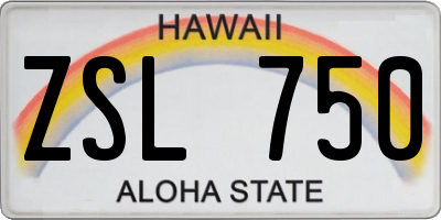 HI license plate ZSL750