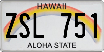 HI license plate ZSL751
