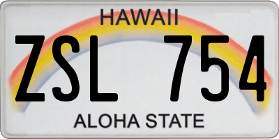 HI license plate ZSL754