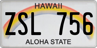 HI license plate ZSL756