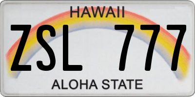 HI license plate ZSL777