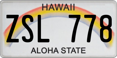 HI license plate ZSL778