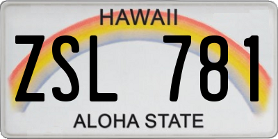 HI license plate ZSL781