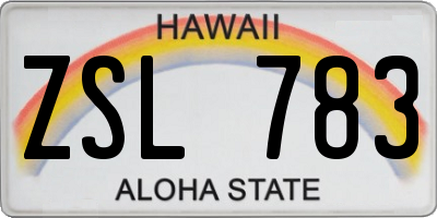 HI license plate ZSL783
