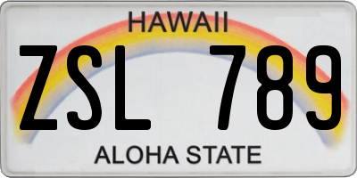 HI license plate ZSL789