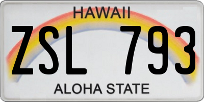 HI license plate ZSL793