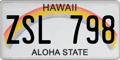 HI license plate ZSL798