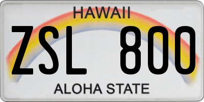 HI license plate ZSL800