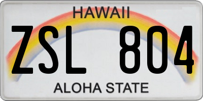 HI license plate ZSL804