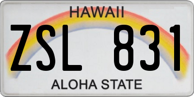 HI license plate ZSL831