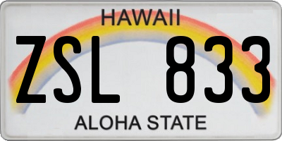 HI license plate ZSL833