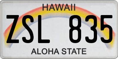 HI license plate ZSL835