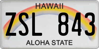 HI license plate ZSL843