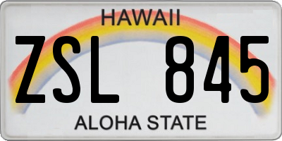 HI license plate ZSL845