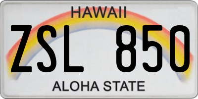 HI license plate ZSL850