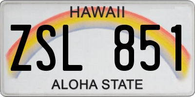 HI license plate ZSL851