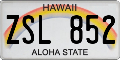 HI license plate ZSL852
