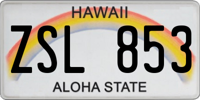 HI license plate ZSL853