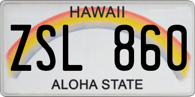 HI license plate ZSL860