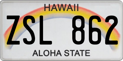 HI license plate ZSL862