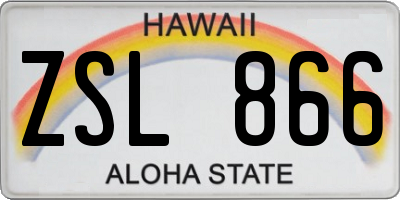 HI license plate ZSL866