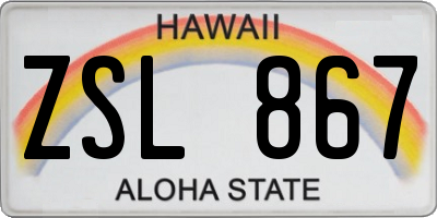 HI license plate ZSL867