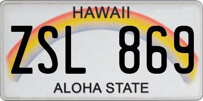 HI license plate ZSL869