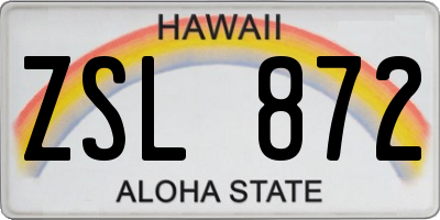 HI license plate ZSL872