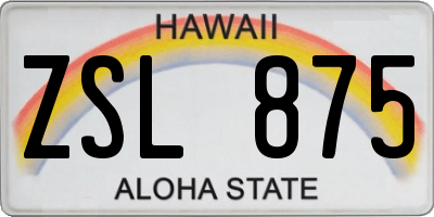 HI license plate ZSL875