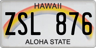HI license plate ZSL876