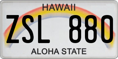 HI license plate ZSL880
