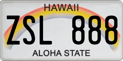 HI license plate ZSL888